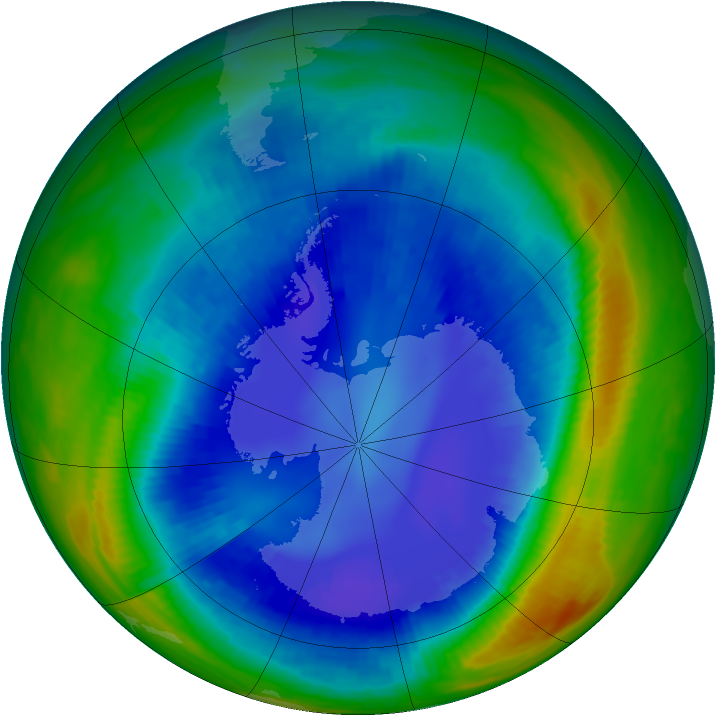 Antarctic ozone map for 23 August 2000